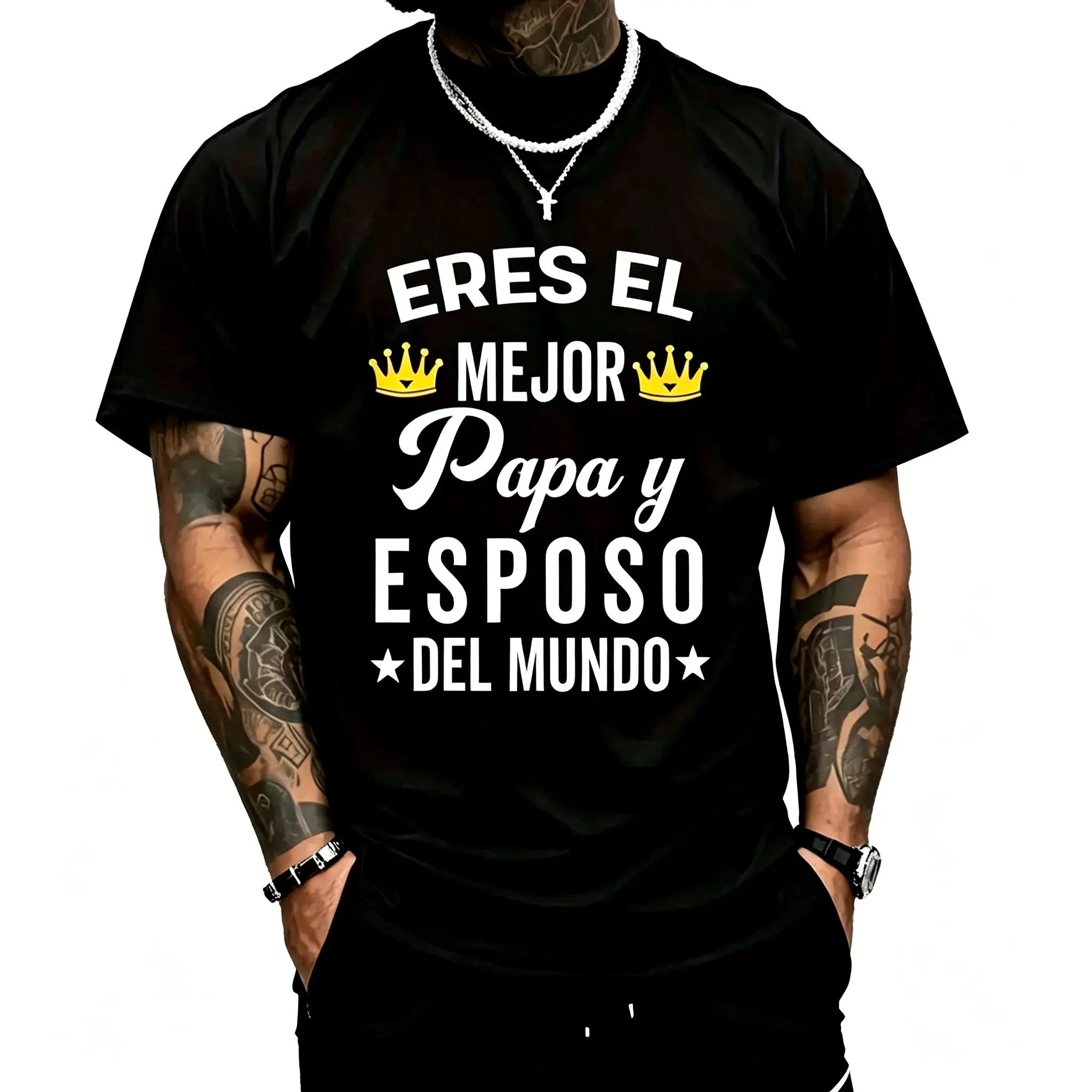 Regalos Para Papa Dia Del Padre Camiseta Mejor Esposo T-Shirt Short Sleeve T-Shirt Women's Men's   Causal Tops Women's Men   streetwear unisex graphic tees Casual graphic shirts short sleeve humor graphic tee cotton graphic tees trendy t-shirt