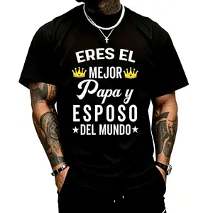 100% Cotton Regalos Para Papa Dia Del Padre Camiseta Mejor Esposo T-Shirt Short Sleeve T-Shirt Women's Men's   Causal Tops Women's Men   streetwear unisex graphic tees Casual Crewneck Shortsleeve Tshirt,  funny graphic tee