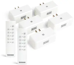 BLACK + DECKER Set of 5 Outlets w/ 2 Wireless R emote-Controls