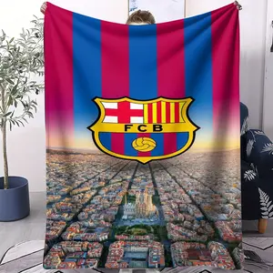 Football Themed Blanket With Barcelona Pattern, Suitable For Sofas, Camping Planes, And World Cup Celebration Blankets, Is The Perfect Gift For Football Fans, Cozy Blanket Throw