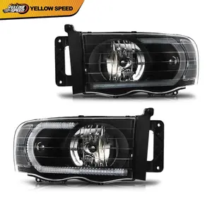 LED Black Housing Amber Corner Headlight Fit For 02-05 Dodge Ram 1500 2500 3500
