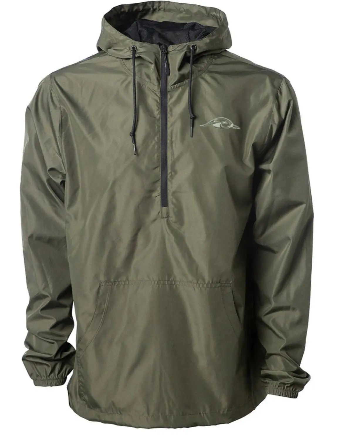 American Flyway Waterfowl Men's Lightweight Windbreaker Jacket - 82gm Soft Polyester 1/4-Zip Pullover, Water-Resistant Fabric, 3-Panel Hood Blocks Wind, Elastic Cuffs, Mesh, Slant Pocket, Foldable, Packs Small, All-Weather Casual Outdoor Top
