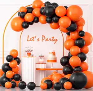 Black Orange Balloon Garland Arch kit,115Pcs 18 12 10 5 Inch Matte Black Orange Latex Balloons for Halloween Celebration Trick or Treat Party Spooky Ghost Party Bar Anniversary Decoration