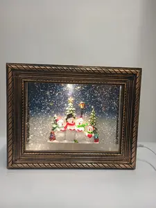 High-End Christmas Falling Snow Crystal Luminous Lamp & Photo Frame Ornament