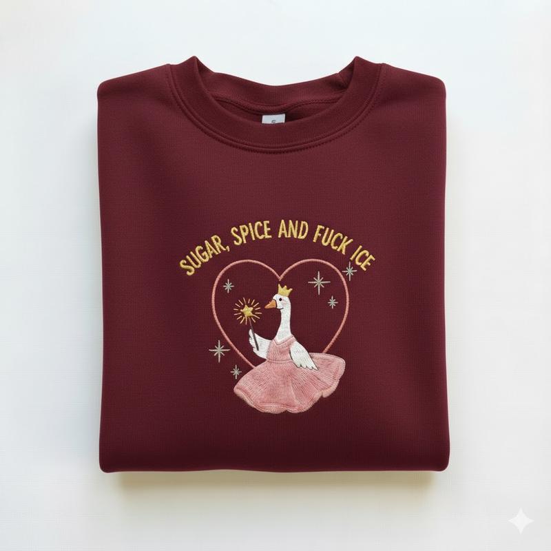 Embroidered Sugar Spice and F*ck ICE Sweatshirt, Anti ICE Protest Shirt, Pro Immigration Liberal Apparel