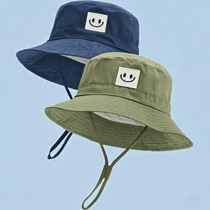 KHB7 Baby Sun Hat Smile Face Toddler Boys Girls Bucket Hat 0-5 Years Kids UPF 50+ Sun Protection Summer Hats
