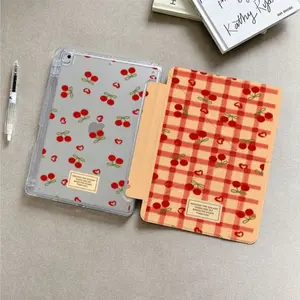 Vintage Cherry Plaid Tablet Case, Full Coverage Anti-Bend Magnetic Stand, Compatible with iPad 10.9 Inch/iPad Pro 11 Inch/iPad Air 4/5/iPad 9th Gen