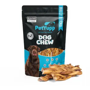 PetYupp Bully Stick Braided, 6 Inches, Pack of 10