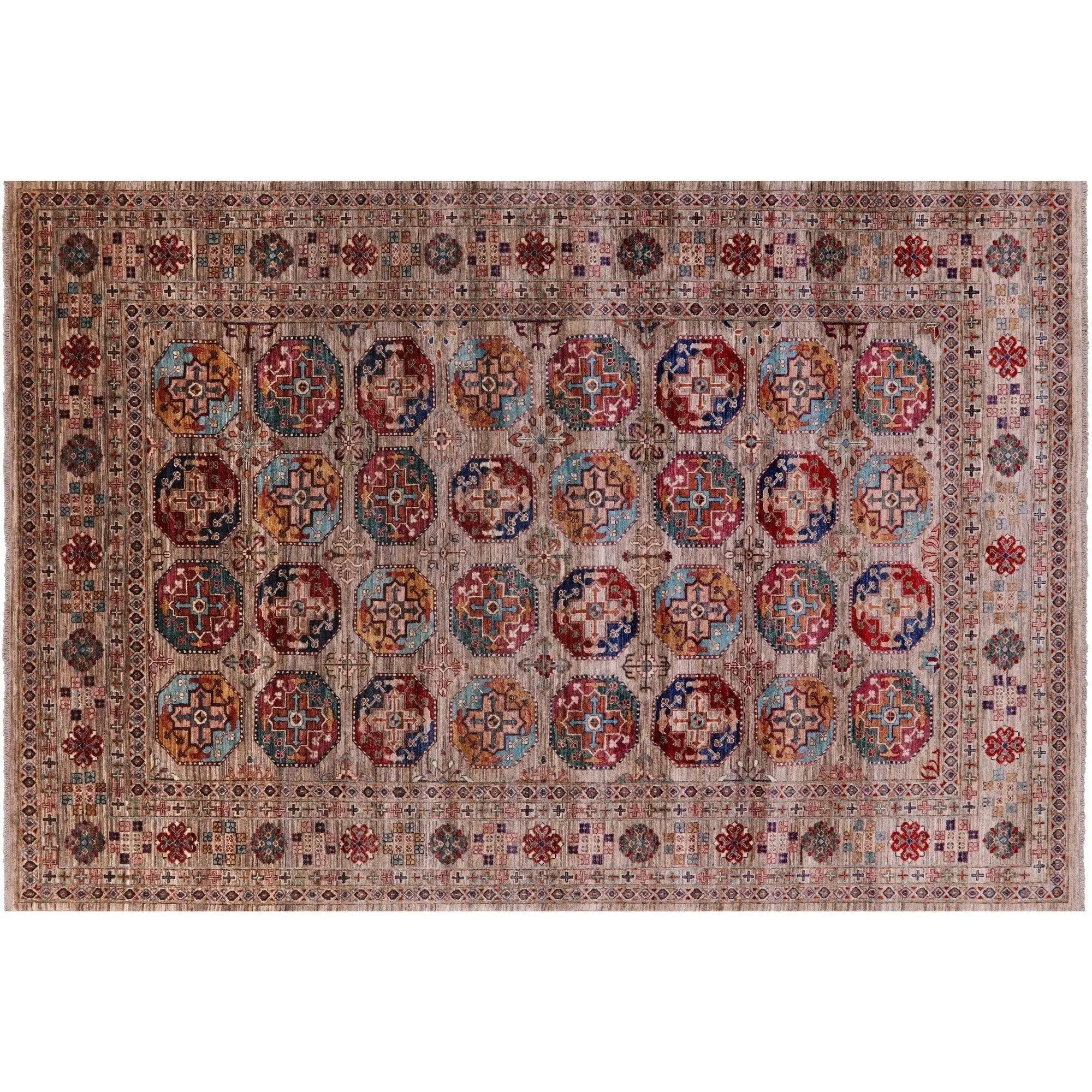 Super Turkmen Ersari Hand-Knotted Rug 6' 9" X 9' 11" - Q16978