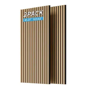 Wood Panels for Wall Slat Wall Panels, Wood Slat Acoustic Panels for Wall and Ceiling - 3D Fluted Sound Absorbing Panel with Three Sides Fully Wrapped on Wood Finish -45.27''X23.62'‘