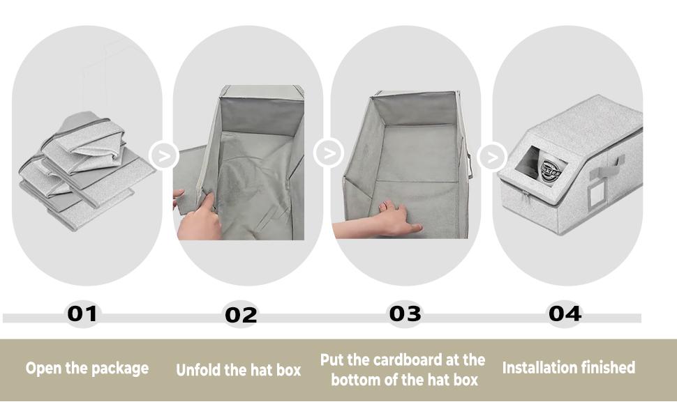 Stackable Baseball Cap Storage Box, Holds Up to 24 Hats, Durable Foldable Cardboard Hat Organizer, Dustproof Large Capacity Cap Storage Bin, Closet Organizer for Men Women, Space Saving Home Bedroom Wardrobe Storage