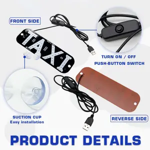 1pcs Taxi Sign Light USB On/Off Button, Bright Taxi LED Sign, Suction Cup Window Placement for Taxi Car (Blue)
