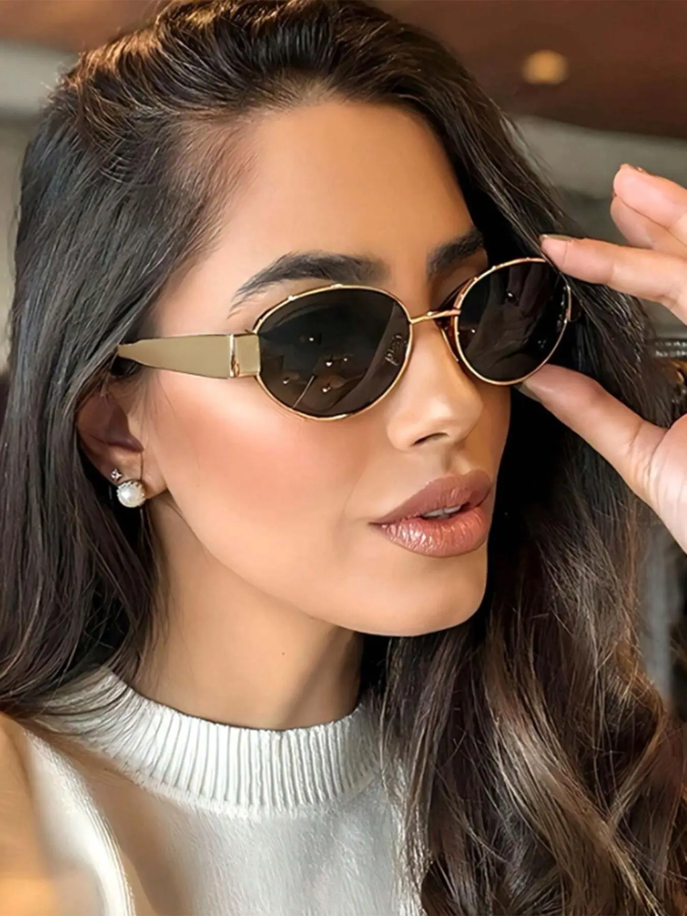 Vintage Oval Frame Sunglasses, Trendy Casual Sunglasses for Women and Men, Fashion Accessories for Everyday Use and Outdoor Activities