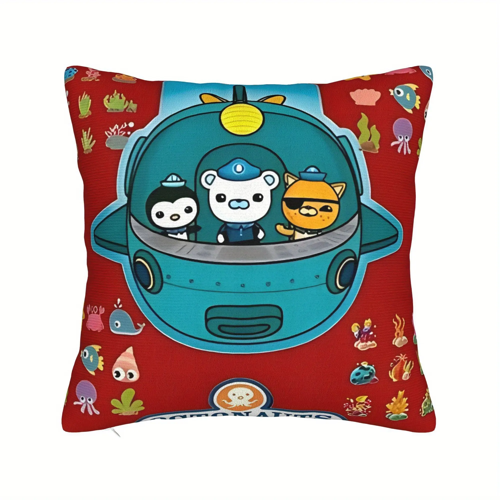 1PC Rectangle Octonauts Printed Pillowcase - 2D Graphic Design, Machine Washable, Suitable for Living Room & Bedroom, Pillow Core Not Included, Living Room Use