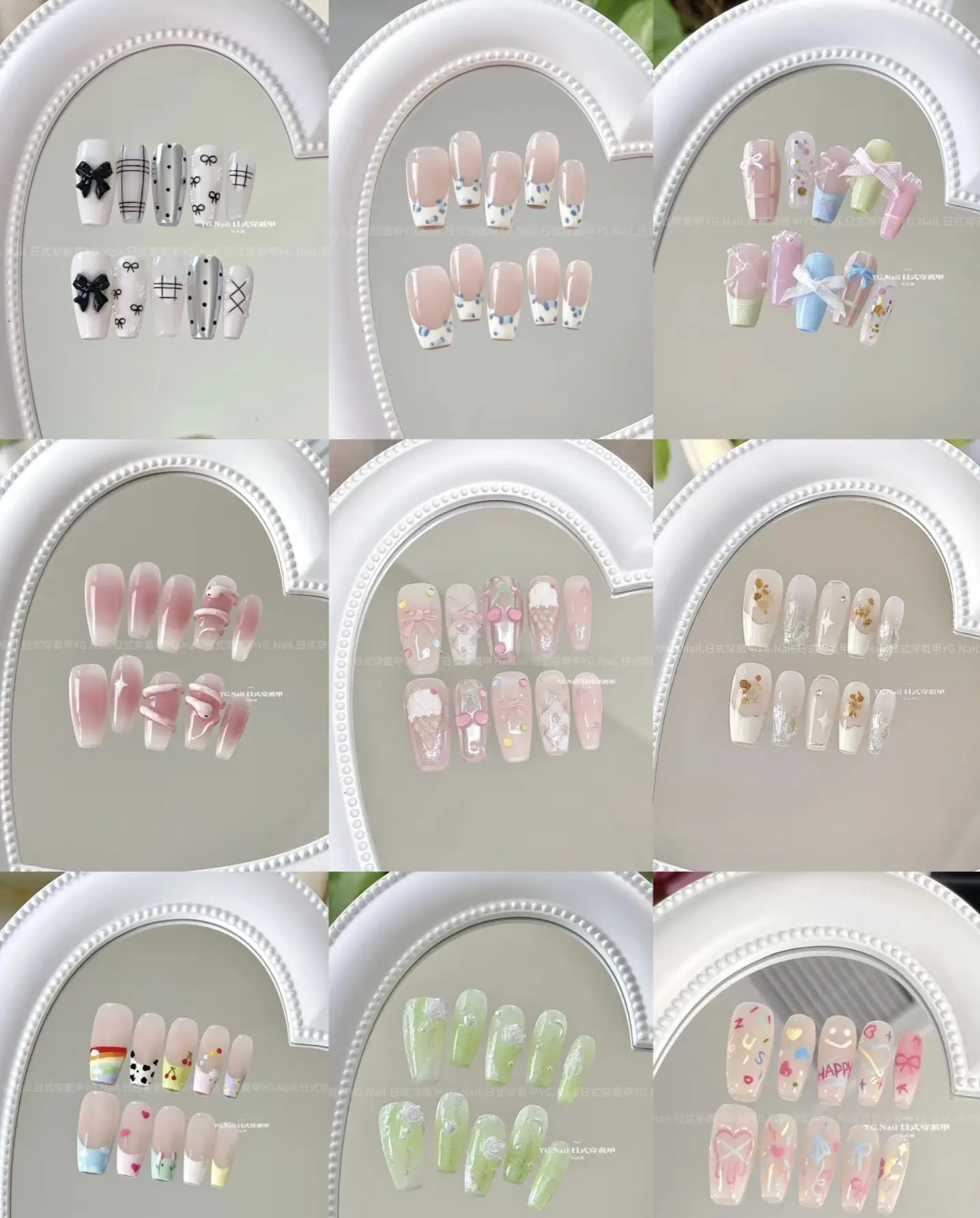 Mona(5238)gc.Different Styles Nails Reusable Glossy Nails for Daily Life