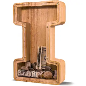 Wooden Letter Piggy Bank for Kids Larger Letter Piggy Bank for Boys and Girls Personalized Piggy Bank Initial Coin Bank Wood Kids Money Bank for Birthday and Festival