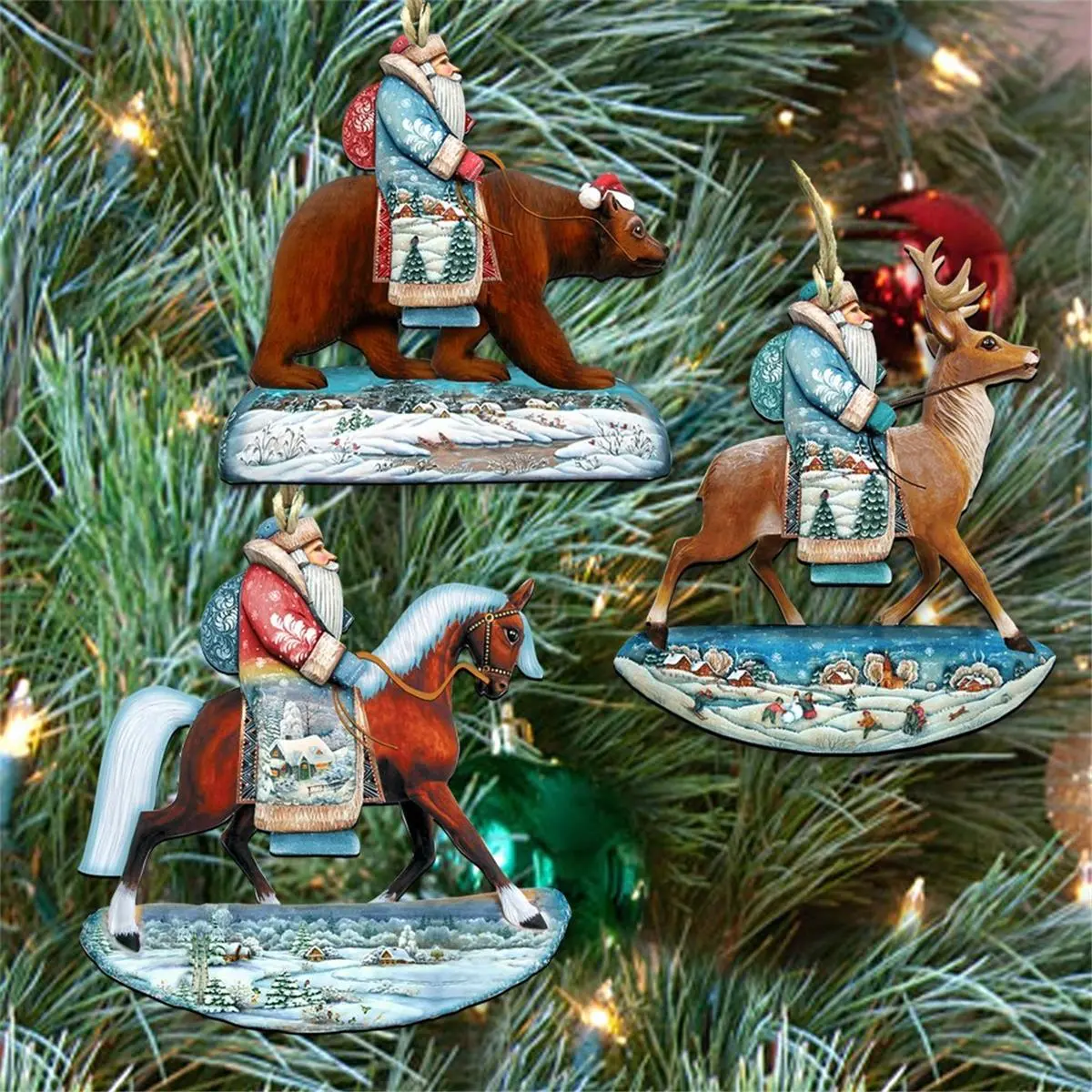 G.DeBrekht 770145S3 Handcrafted Glass Keepsake Ornaments - Set of 3, Festive Decor, Ideal Gifts for Family
