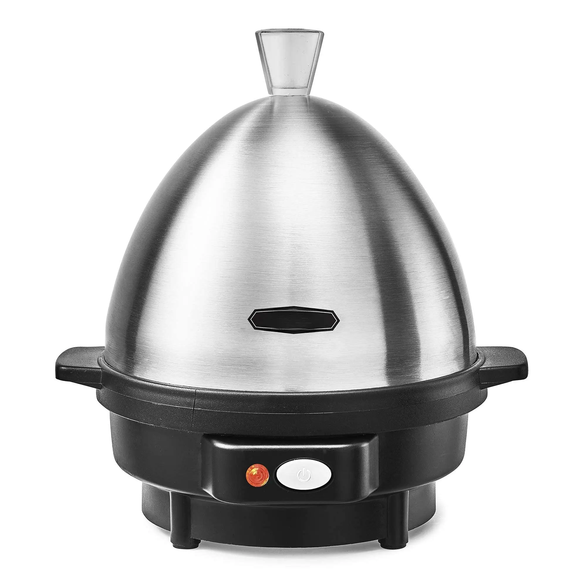 Rapid Electric Egg Cooker And Omelet Maker With Auto Shut Off  For Easy To Peel Poached Eggs Soft Medium Hard-boiled 7 Capacity Tray Single Tier Black & Steel