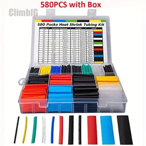 580Pcs/164Pcs Heat Shrinkable Cable Sleeve Kit - Professional Wire Insulation, 2:1 Shrink Ratio, Electrical Connections, Durable Polyolefin, Variety of Sizes