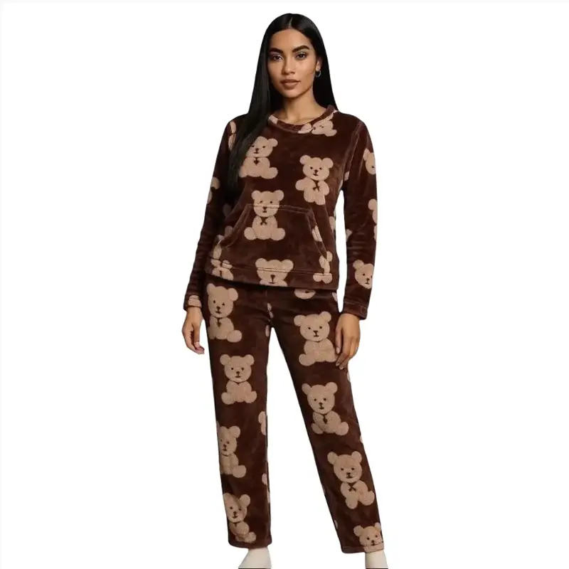 Pijama Bears Two-Piece Set Long Sleeve Adorable Bear Motifs for Cozy Bedtime Comfort Two Pieces for Complete Relaxation