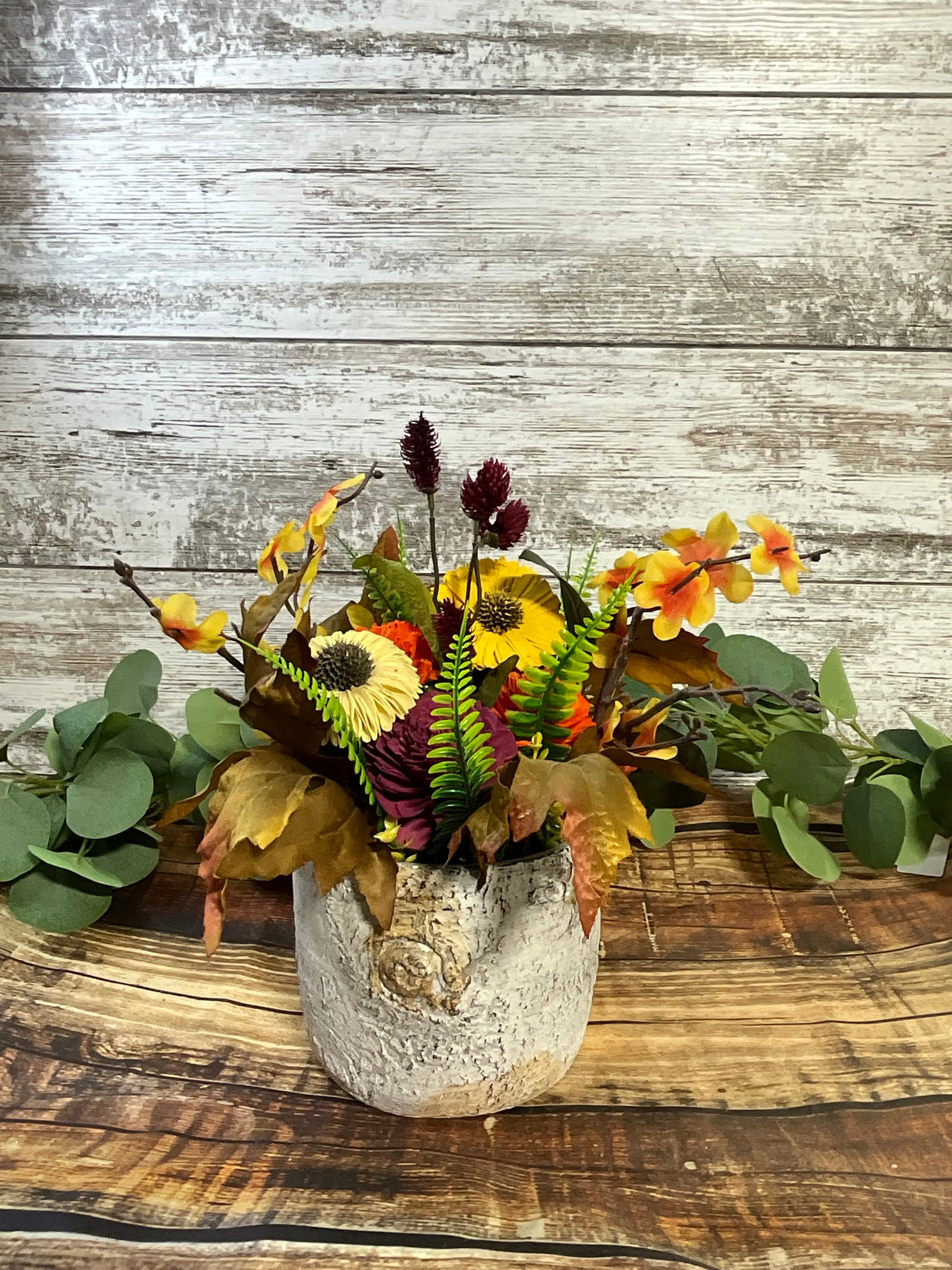 Autumn Wildflower Arrangement Decor - Wood-Bronze Artificial Plants for Home Decor, Outdoor Home Supplies Accent Piece