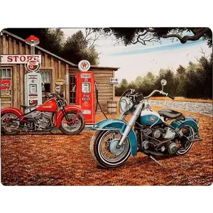 Vintage Motorcycle Pattern Metal Wall Sign, 1 Count Exquisite Artistic Metal Wall Art, Wall Decor for Home Living Room Bedroom Garage Workshop, Ornaments