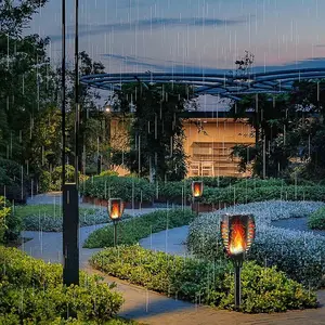 Outdoor Solar Lawn Lights Set of 4, LED Flame Pathway Lights, Solar Landscape Lights, Solar Powered Lights, Waterproof Garden Decor, Energy Saving Easy Install, Perfect for Halloween Christmas Gifts