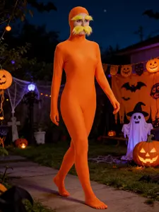 Euro-American Fun Ip Lorax Tight-Fitting Jumpsuit Women, Halloween Cosplay Costume, Perfect for Friend Photoshoots, Super Eye-Catching