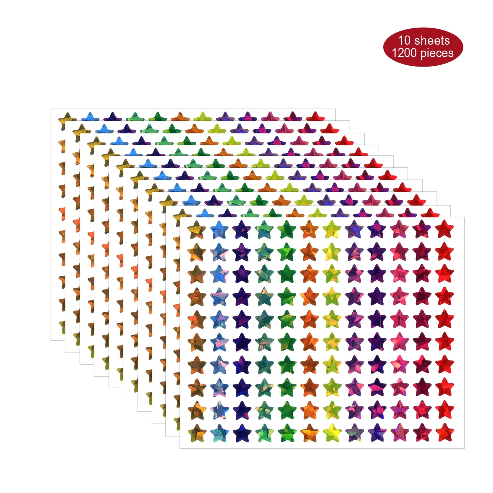 Holographic Star Stickers, Sticker Sheets, Sticker Set, Aesthetic Stickers, Cool Stickers, 1200 Pieces, 12 Colors, Self-Adhesive Waterproof Labels for Envelopes, Journals, Parties & More, Diy Decorative Stickers