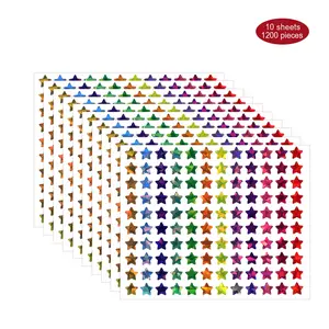 Holographic Star Stickers, Sticker Sheets, 1200 Pieces, 12 Colors, Self-Adhesive Waterproof Labels for Envelopes, Journals, Parties & More