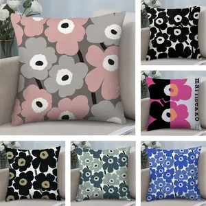 M-Marimekko Luxury Fashion logo Cushion Cover Soft Short Plush Fabric Double-Sided Print Organic Breathable Sofa Pillow Case, Home Machine Washable in Warm Winter Perfect for Home Decor Warm Winter Home Child Gift