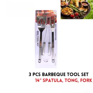 3-Piece BBQ Grill Tool Set | Heavy Duty Stainless Steel Grilling Kit for Outdoor Cooking