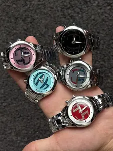 Men's Punk Style Round Dial Analog-digital Quartz Watch, Fashion Watch for Party, Daily Clothing Decor, Trendy All-match & Exquisite Watch for Birthday Gift with Box, Casual Analog Watch