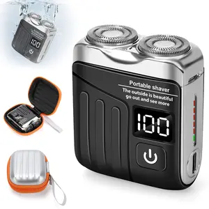 Mini Electric Shaver for Men, Beard Shaver and Portable Suitcase Design, Double-Ring Magnetic Cutter Machines for Home Travel Facial Water Proof