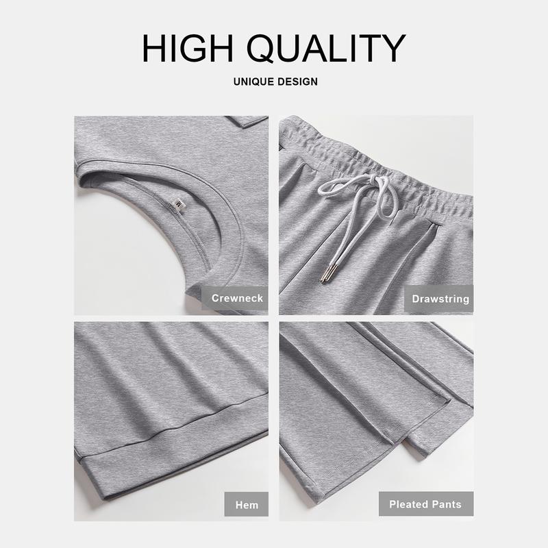 ANRABESS Women's Summer 2 Piece Outfits Casual Sleeveless Sweatsuits Matching Wide Leg Tracksuits Lounge Sets Women Basic Vacation Outdoor Outfit Sets  Womenswear