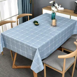 Plastic Table Cloth Rectangle Tables Gray Vinyl Tablecloth  Wipeable Oilcloth Tablecloths for Dining Table Cover(Checkered-Grey,72" x 54" (Rectangular))