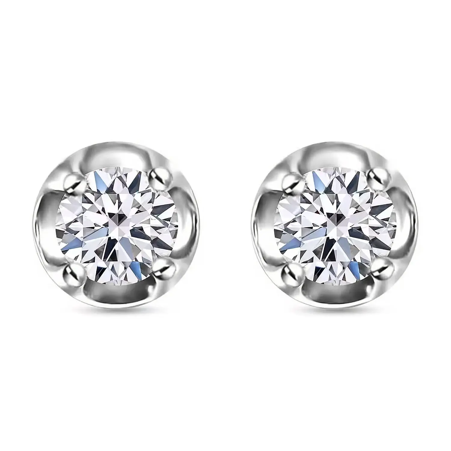Luxuriant Lab Grown Diamond E-F VS 0.50 ctw Solitaire Stud Earrings in 18K Vermeil Rose Gold Over Sterling Silver