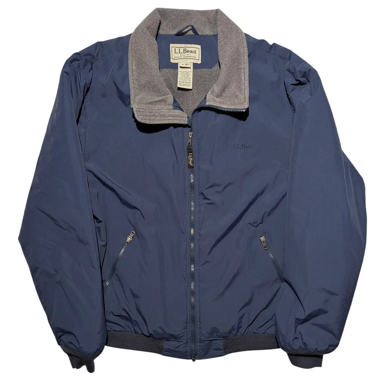 Vintage L.L.Bean XL Warm Up Jacket – Navy Fleece Lined Nylon 