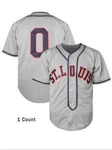 Men's Letter & Number Embroidery Baseball Tops, Casual Loose Baseball Top for Training Competition, Breathable Sports Top for Men