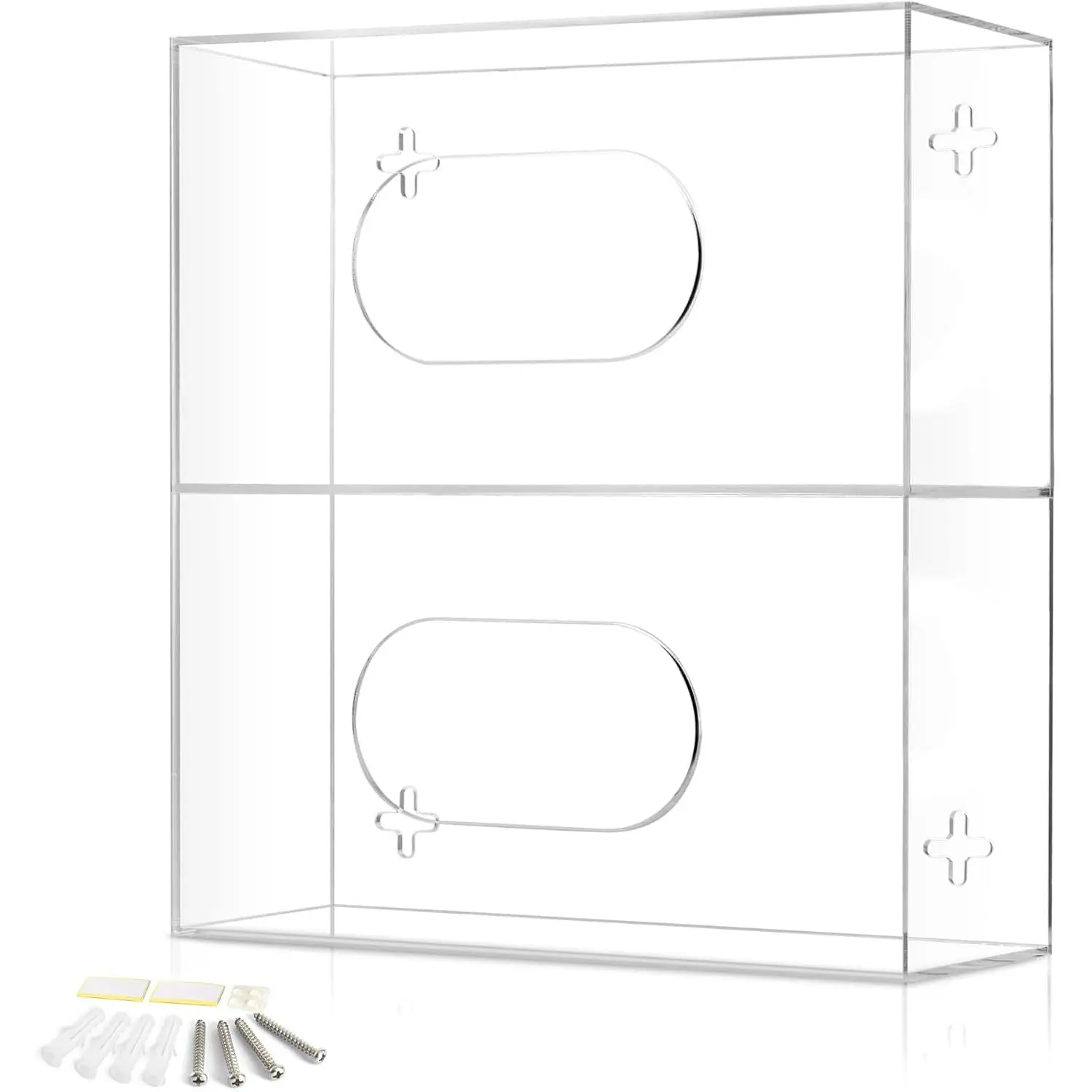 Double Glove Box Holder Wall Mount Glove Dispenser - Disposable Glove Holder Wall Mount Glove Station for  Gloves, Multipurpose Kitchen Gloves Holder - Includes Hanging Hardware