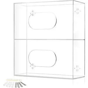 Double Glove Box Holder Wall Mount Glove Dispenser - Disposable Glove Holder Wall Mount Glove Station for  Gloves, Multipurpose Kitchen Gloves Holder - Includes Hanging Hardware