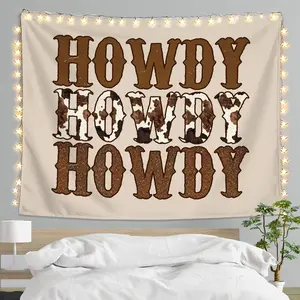 Howdy Western Tapestry Wall Hanging, Western Decor Wall Art for Bedroom Home Room Dorm, Cowgirl Room Decor, Country Cow Print Tapestries for Teen Girls & Women 50x60 Inch