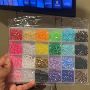 1Box Hot Selling AB Colored Rhinestones Nail Charms Mini Minimalist Sparkling Glitter Decorative Nails Flat Bottomed Half Circular Rhinestones Nail Art Decorations for DIY Nails Phone Case Cup Nails Kits