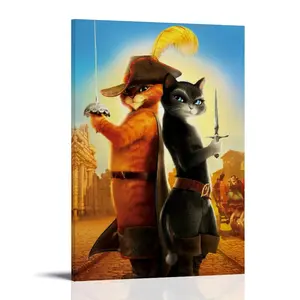 Puss-in Boots Posters Music Album Cover Posters Canvas Wall Art High-Resolution Vintage Band & Artist Prints for Room
