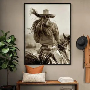 Sepia Cowgirl Photography Ranch Owner Daughter Birthday Gift Idea, Horse Stables Print, Farmer Office Decor, Hose Owner Gift Idea, Room Decor