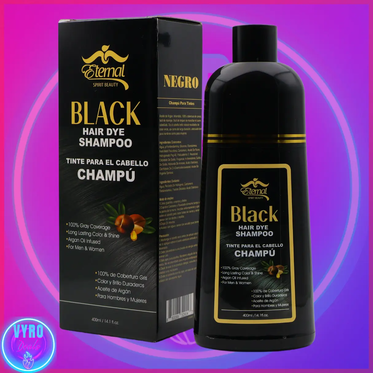 HAIR DYE SHAMPOO 100% GRAY COVERAGE WITH ARGAN OIL INFUSED