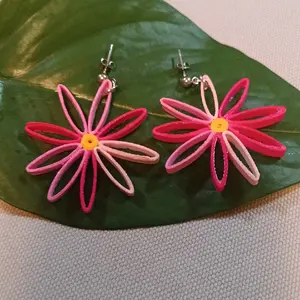 Handmade Paper Quilled Pink Daisy Earrings - Perfect for Any Occasion
