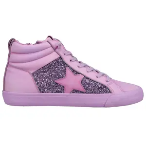 Vintage Havana Womens Alexis Glitter High Zippered Sneakers Shoes Casual - Purple
