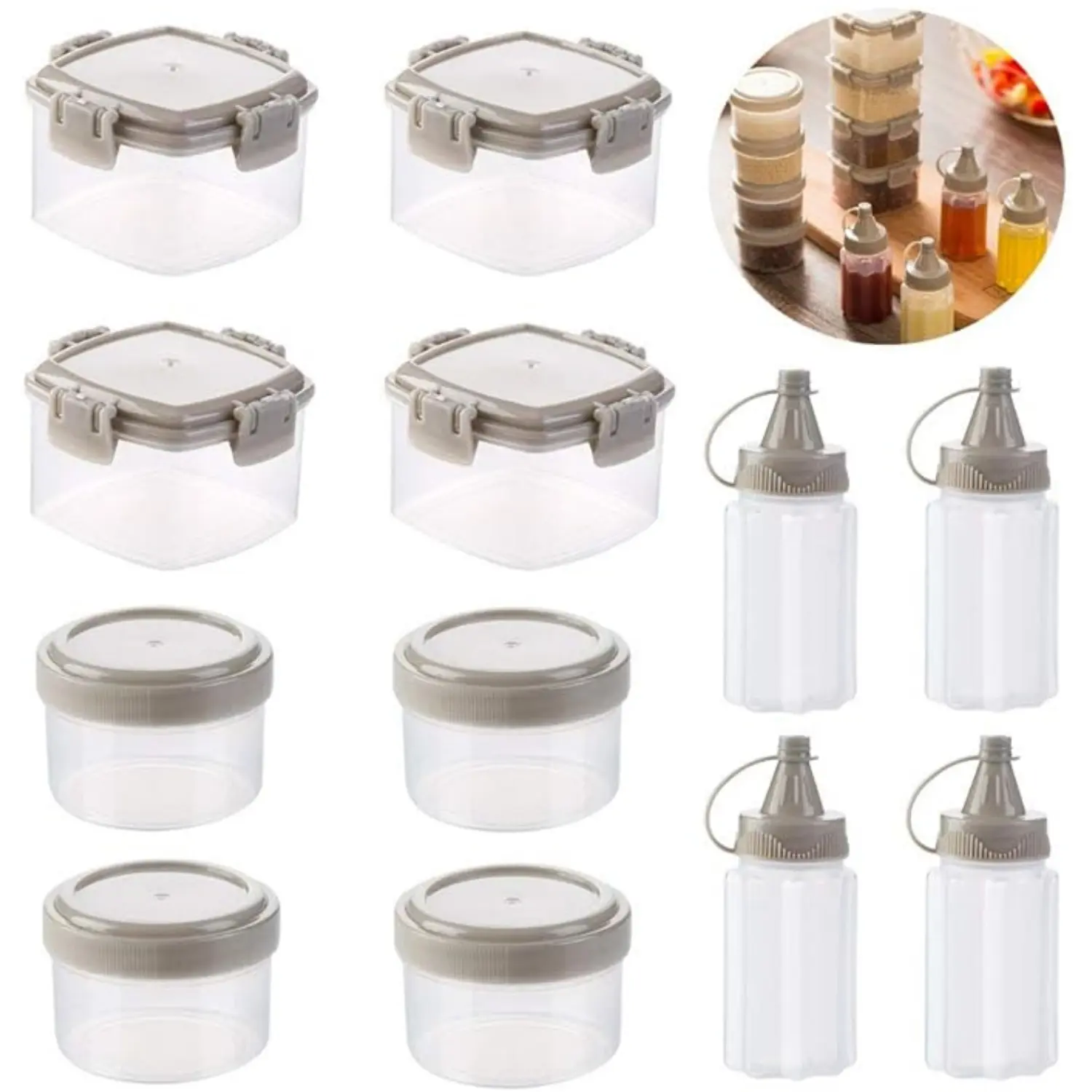 12 Pcs Mix Square Mini Plastic Sauce Squeeze Bottles with Cover & Lid, Transparent Seasoning Containers for Outdoor Barbecue & Kitchen Home Supplies, Party Accessories