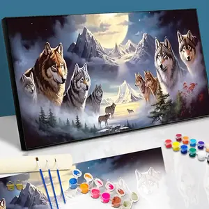 Paint By Numbers Kit for Adults Beginners -31.5x15.7in/80x40cm Color Canvas, Easy DIY Wolf Acrylic Painting Set - Wall Decor for Living Room and Bedroom, Creative Gift for Birthday, Mother's Day and Christmas, Without Frame